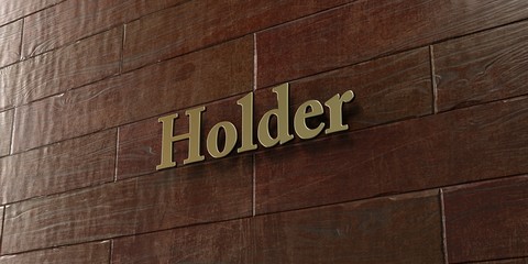 Holder - Bronze plaque mounted on maple wood wall  - 3D rendered royalty free stock picture. This image can be used for an online website banner ad or a print postcard.