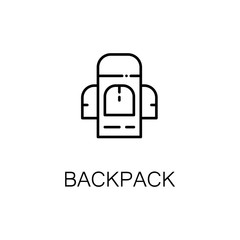 Backpack flat icon or logo for web design.