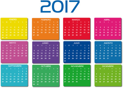 Calendario 2017 en colores en español