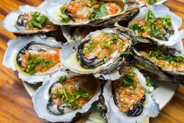 Küchenrückwand glas motiv Oysters in a plate © xiaoliangge