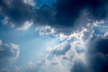 .The sky before the clouds awesome. A stray beam of light shone