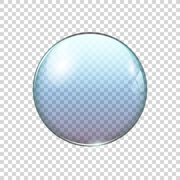 Realistic transparent blue soap bubble, vector illustration