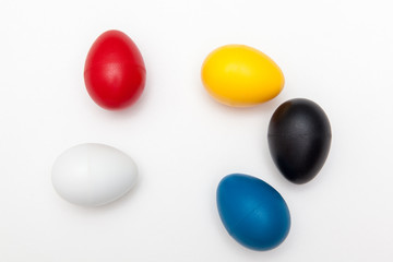colorful toy eggs for kids play on white backgrounds