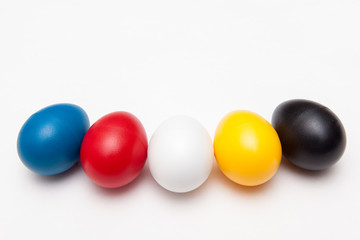 colorful toy eggs for kids play on white backgrounds