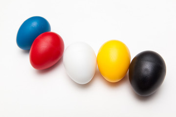 colorful toy eggs for kids play on white backgrounds