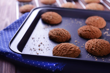 Freshly baked cookies on tray