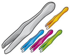 set of steel tweezers