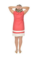 Senior woman in bright dress