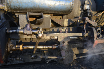 Detail of the steam engine of the historic , Darjeeling Himalayan railway also called toy train