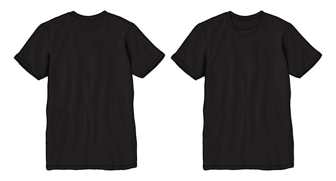 Blank T Shirt Template. Black T-shirt Vector.