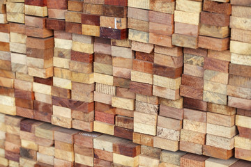 stack of lumber wood in timber log storage