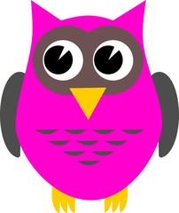 Cartoon owl pink and grey