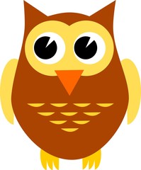 Cartoon owl brown and yellow