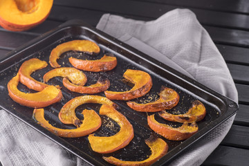 Slices of hot backed pumpkin