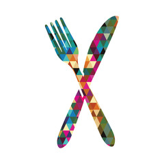 cutlery triangle mosaic icon image vector illustration design 