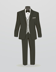 Formal suit, tuxedo for men with trousers.
