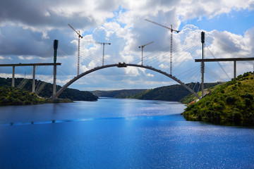 Bridge construction along Tajo river in Spain