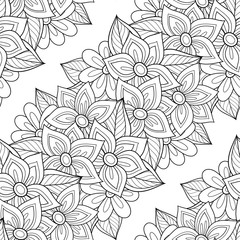 Vector Seamless Monochrome Floral Pattern