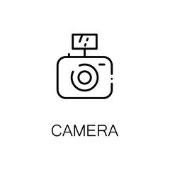 Camera flat icon or logo for web design.