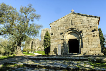 Fototapeta na wymiar sight of the Romanesque chapel of San Miguel of Guimaraes's town, Portugal