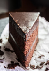 chocolate fudge cake,selective focus
