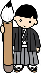 筆を持つ袴姿の男の子