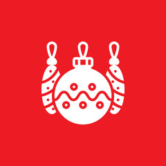 christmas tree decorations balls icon vector, filled flat sign, solid pictogram isolated on red, logo illustration