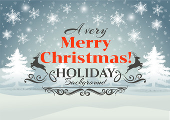 Merry Christmas Landscape,Holiday background.-Vector illustratio