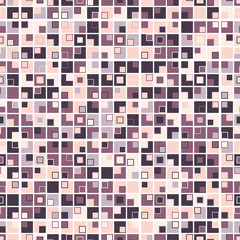 Vintage geometric seamless pattern. Consists of squares of different colors arranged on a white background. Useful as design element for texture and artistic compositions.