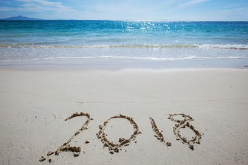 New year 2018 on beach