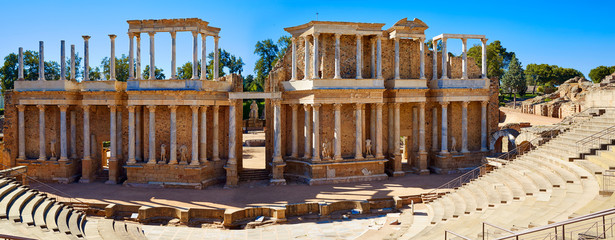 Merida in Badajoz Roman amphitheater Spain - obrazy, fototapety, plakaty