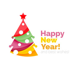 Happy New Year and Chrismas holiday greeting card elements