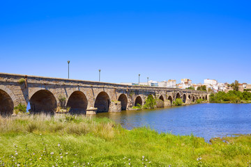 Fototapeta na wymiar Merida in Spain entrance roman bridge