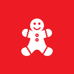 Gingerbread man cookie icon vector, filled flat sign, solid pictogram isolated on red, logo illustration