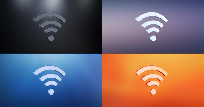 Animated Wi-Fi 3d Icon Loop Modules for edit with alpha matte
