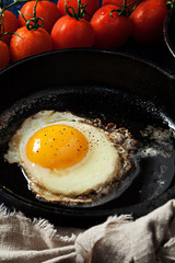 Fried egg in a cast iron skillet