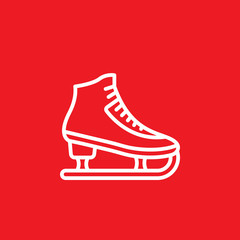 Figure skating symbol. ice skate line icon, outline vector sign, linear pictogram isolated on red. logo illustration