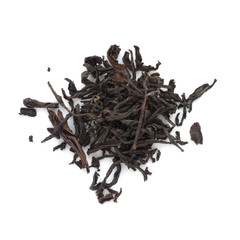 Dry Black Tea Leaves Isolated On White