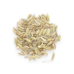 Fennel seeds on white background