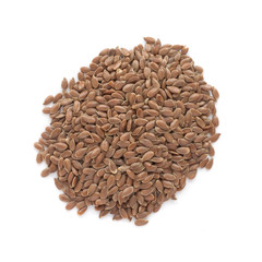 Flax seeds isolated on white background