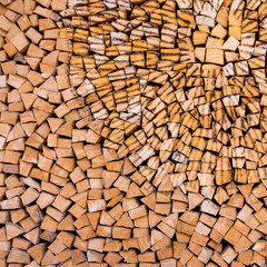 firewood. Pile of wood. Stacked wood