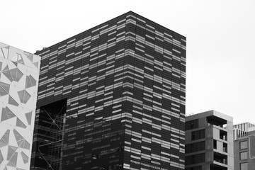 Fototapeta premium Black and white Oslo downtown buildings background