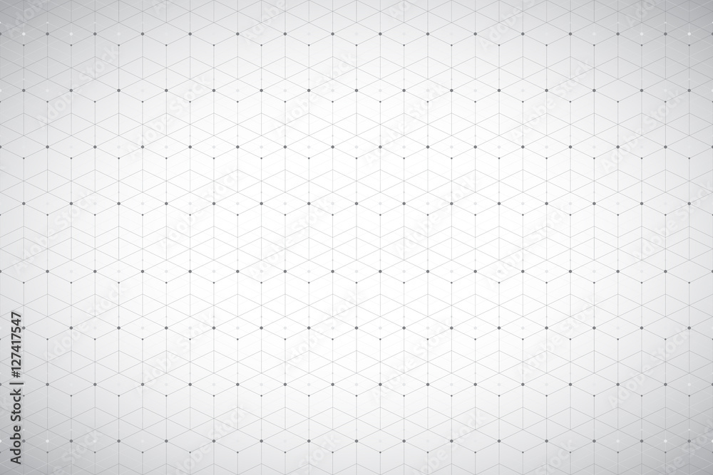 Poster Geometric pattern with connected line and dots. Grey graphic background connectivity. Modern stylish polygonal backdrop for your design. Vector illustration.