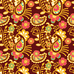 Paisley seamless colorful pattern