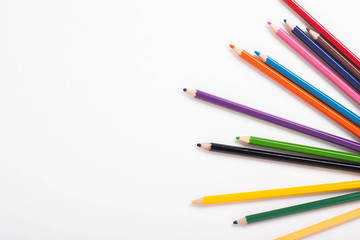 color pencils isolated on white background.