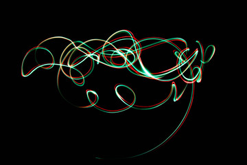 Light painting . Bokeh glitter round shapes . Abstract lights at