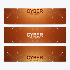 Cyber Monday Sale banner design. Graphic abstract background communication. Vector illustration.