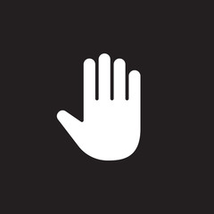 Palm, Hand icon vector, filled flat sign, solid pictogram isolated on black, logo illustration