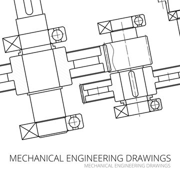 Mechanical Engineering drawing. Blueprints. Mechanics. Engineer Drawing Background. Mechanical Web Element. Vector Abstract Background.