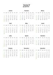 Calendário 2017 português